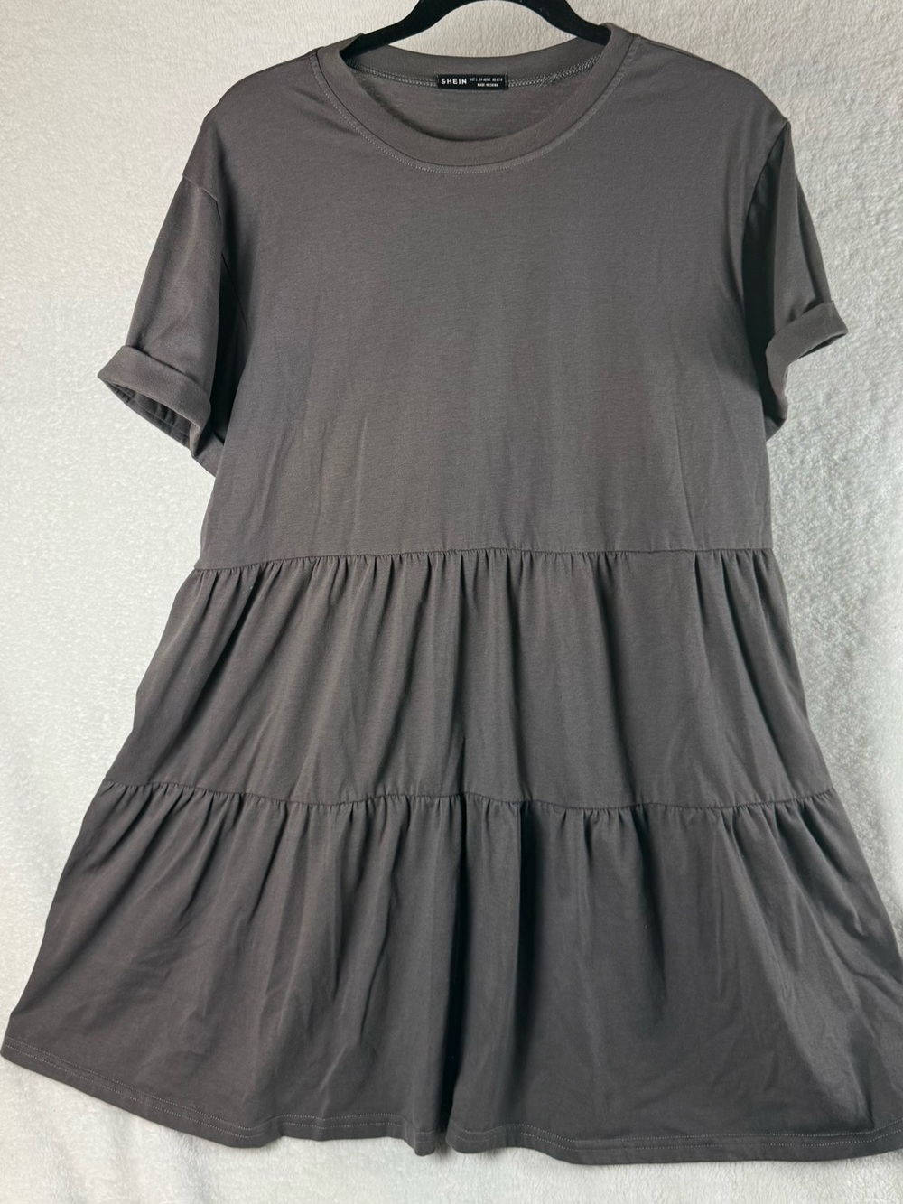 SHEIN Gray Tiered Short-Sleeve Mini Dress - Size Large NWOT - oversized